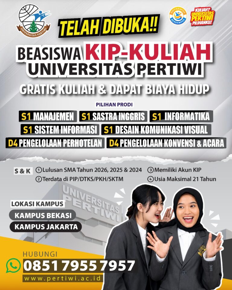 Universitas Pertiwi Resmi Buka Pendaftaran Beasiswa KIP Kuliah 2026, Kesempatan Emas Raih Pendidikan Tinggi Berkualitas